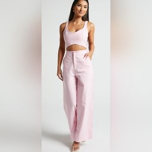 Showpo Pink Wide-Leg Pants and Crop Top Set